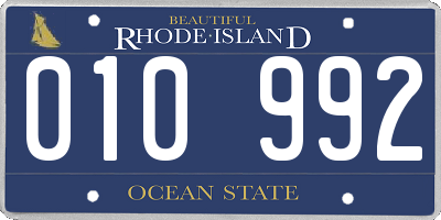 RI license plate 010992