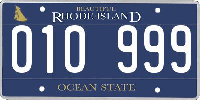 RI license plate 010999