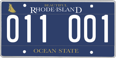 RI license plate 011001