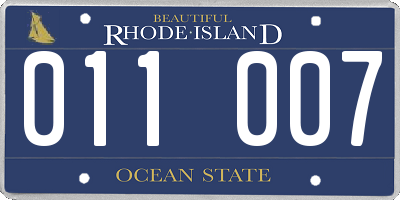 RI license plate 011007