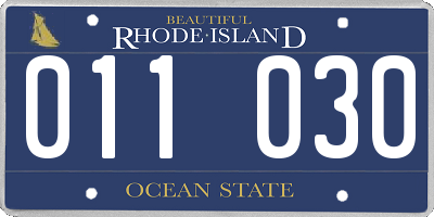 RI license plate 011030