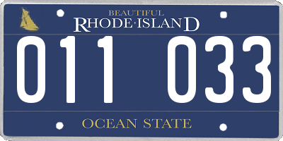 RI license plate 011033