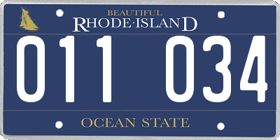 RI license plate 011034