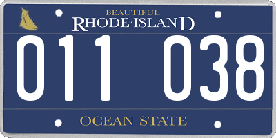 RI license plate 011038