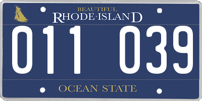 RI license plate 011039