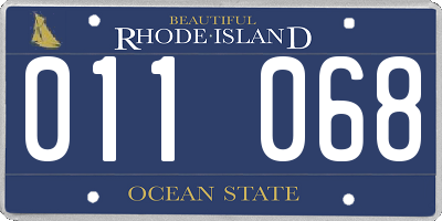 RI license plate 011068