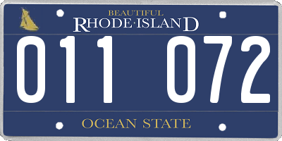 RI license plate 011072