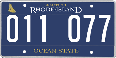 RI license plate 011077