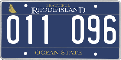 RI license plate 011096