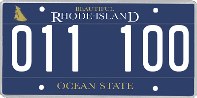 RI license plate 011100