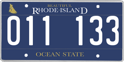 RI license plate 011133