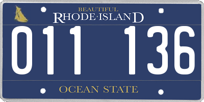 RI license plate 011136