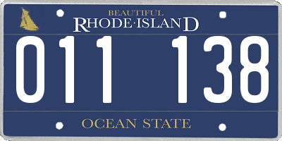 RI license plate 011138