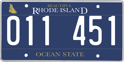 RI license plate 011451