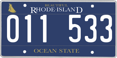 RI license plate 011533