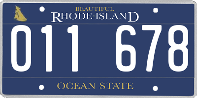 RI license plate 011678