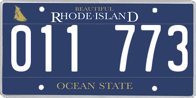 RI license plate 011773