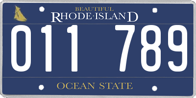 RI license plate 011789