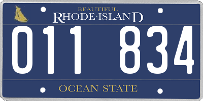 RI license plate 011834