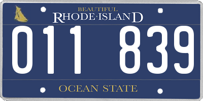 RI license plate 011839