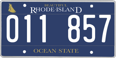 RI license plate 011857
