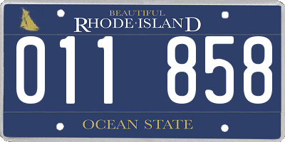 RI license plate 011858