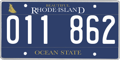 RI license plate 011862