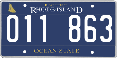 RI license plate 011863