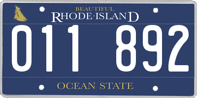 RI license plate 011892