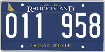RI license plate 011958
