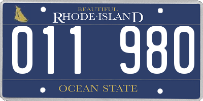 RI license plate 011980