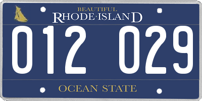 RI license plate 012029