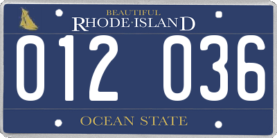 RI license plate 012036