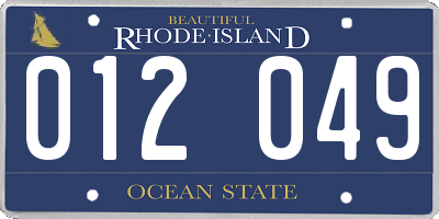 RI license plate 012049