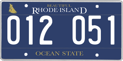 RI license plate 012051