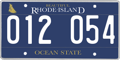 RI license plate 012054