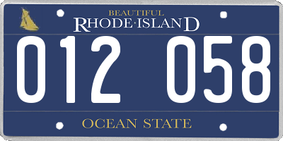 RI license plate 012058