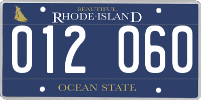 RI license plate 012060