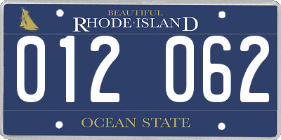 RI license plate 012062