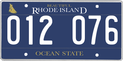 RI license plate 012076