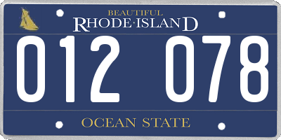 RI license plate 012078