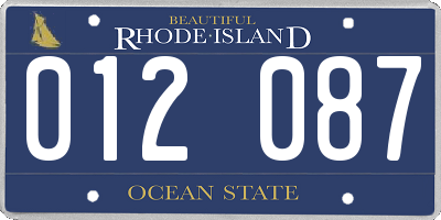 RI license plate 012087