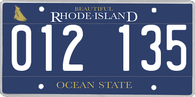 RI license plate 012135