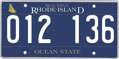 RI license plate 012136