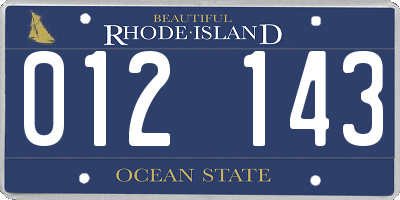 RI license plate 012143