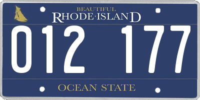 RI license plate 012177