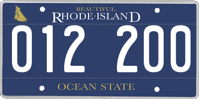 RI license plate 012200