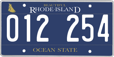 RI license plate 012254