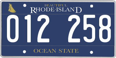 RI license plate 012258