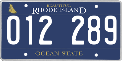 RI license plate 012289